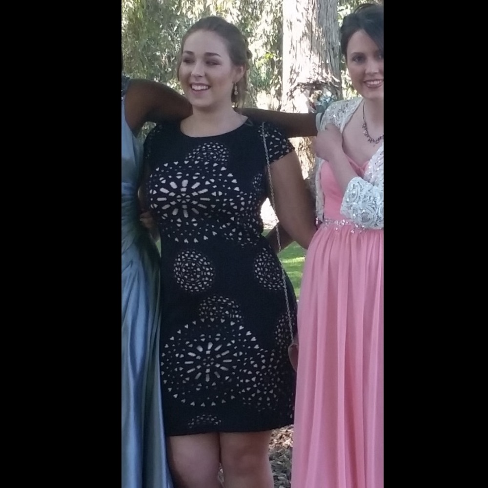 Black and Pink Mid-length Formal Dress